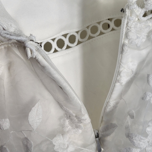 Look So Sweet White Floral Embroidered Organza Mini Dress - Picture 10 of 14